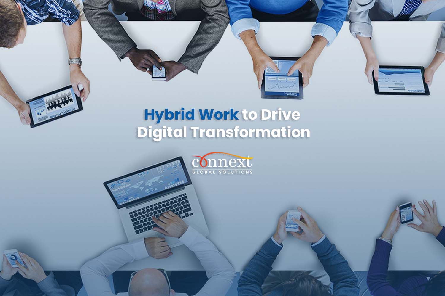 office space people mobile devide technologyHybrid Work to Drive Digital Transformation