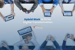 office space people mobile devide technologyHybrid Work to Drive Digital Transformation
