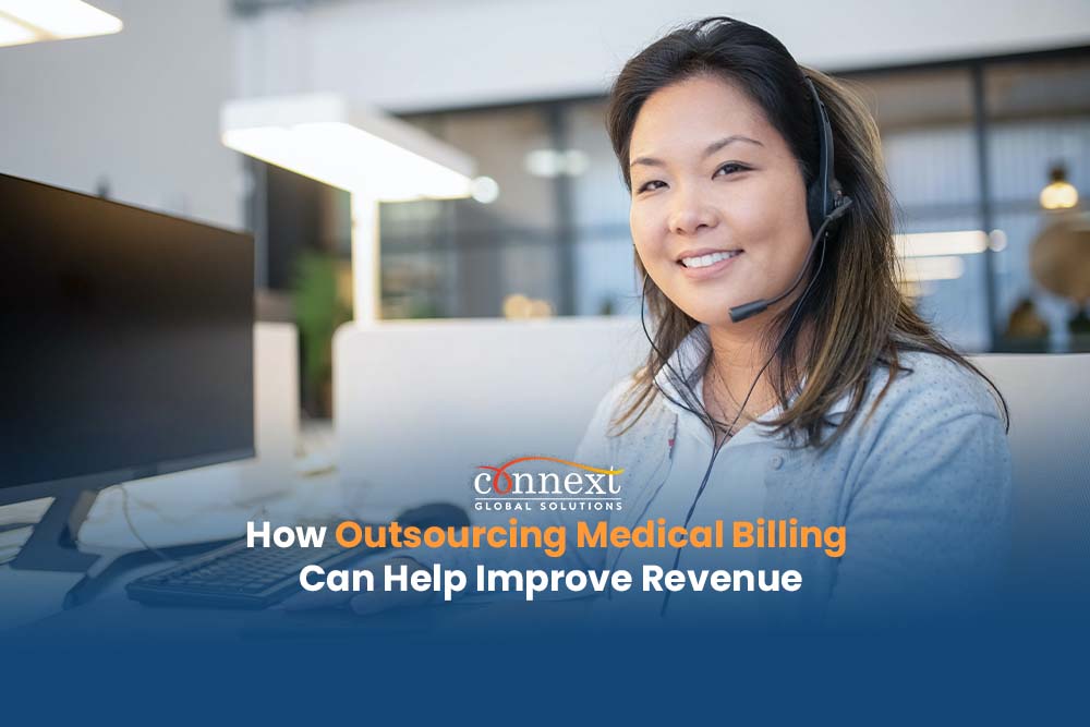 How Outsourcing Medical Billing Can Help Improve Revenue asian with headset in a corporate office-1@1x_1