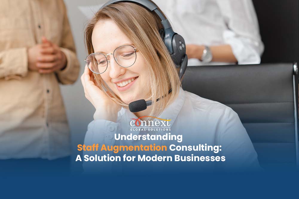 Understanding Staff Augmentation Consulting A Solution for Modern Businesses caucasian woman wearing headset latin americans meeting in office corporate