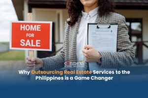 Why-Outsourcing-Real-Estate-Services-to-the-Philippines-is-a-Game-Changer-woman-in-corporate-attire-holding-property-sign-real-estate-broker-fb