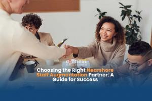 Choosing the Right Nearshore Staff Augmentation Partner: A Guide for Success woman in office attire in team meeting