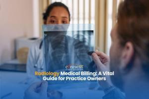 Radiology Medical Billing A Vital Guide for Practice Owners woman holding x-ray results in a consultation with a doctor in hospital