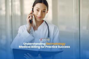 Understanding Dermatology Medical Billing for Practice Success female doctor in lab gown with stethoscope on a phone call in hospital