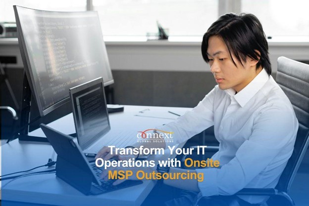 Transform Your IT Operations with Onsite MSP Outsourcing An Overview developer in corporate attire with computers