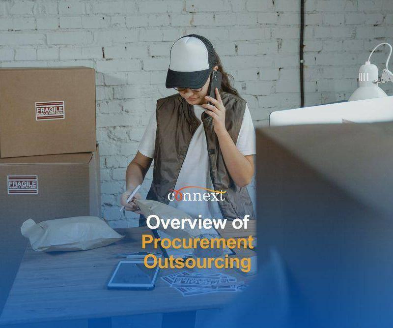 Overview of Procurement Outsourcing procurement personnel checking inventory with boxes in warehouse