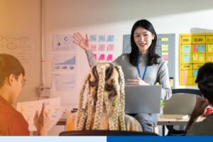 Team working, meeting in a modern office