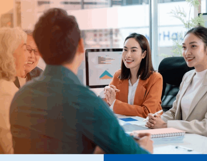 Business team discussing a project during a meeting in the office