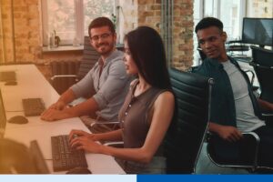 Nearshore teams in Colombia collaborating on a project