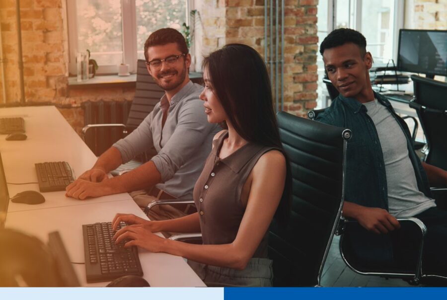 Nearshore teams in Colombia collaborating on a project