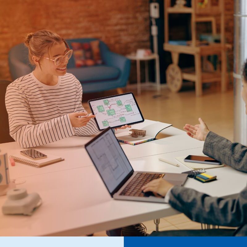 Offshore team hired through AI-Enabled Market Intelligence working together for an-outsourcing project