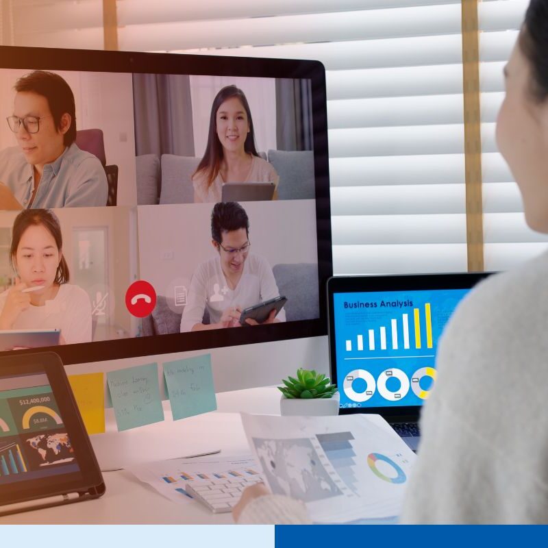 A group of AI-enabled remote teams working together for an outsourcing project