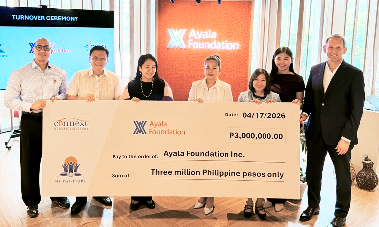 Connext presents a three million Philippine peso check to Ayala Foundation at the Turnover Ceremony, April 17, 2026.