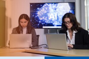 A hybrid workforce set-up, consisting of human led and AI embedded teams.