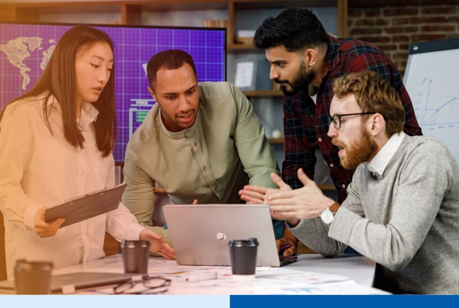 A group of offshore teams working together for an outsourcing project, including medical billing, payroll, RCM and IT.