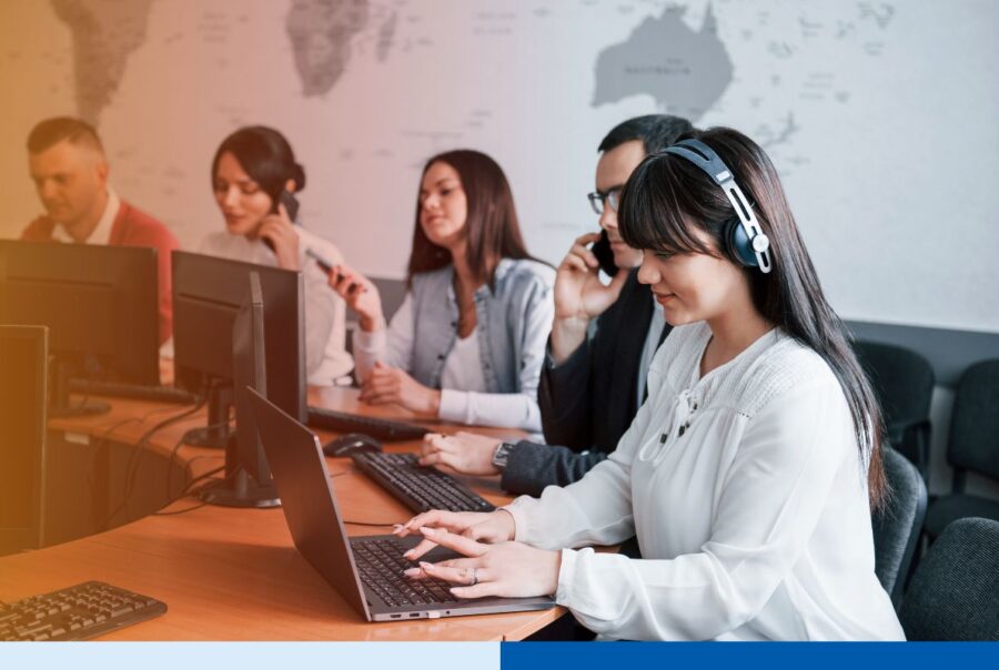 A group of remote workers in Colombia hired by CFOs and COOs, working together for an outsourcing project.