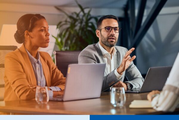 Two founders learning how to conduct claims management partner evaluation that can help them avoid redflags.