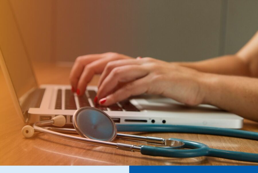 Healthcare revenue cycle management team comparing BPO vs dedicated staffing healthcare back-office models inside a modern medical office.