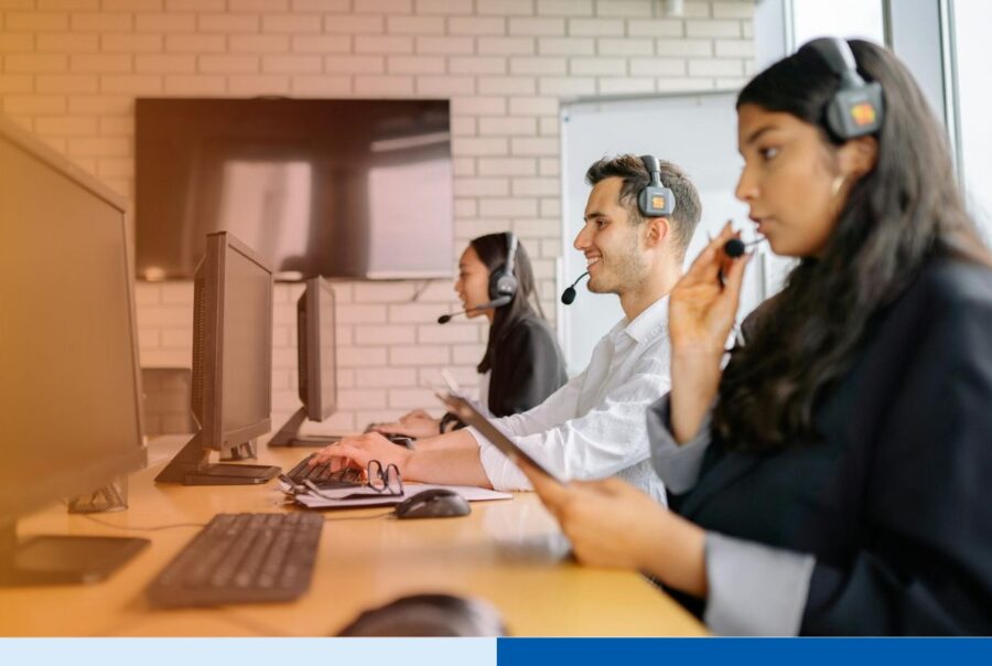 Offshore revenue cycle management team working in dedicated healthcare operations center